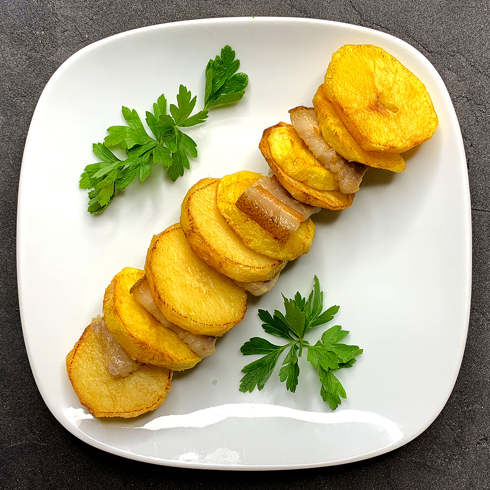 Картофельный шашлык с салом