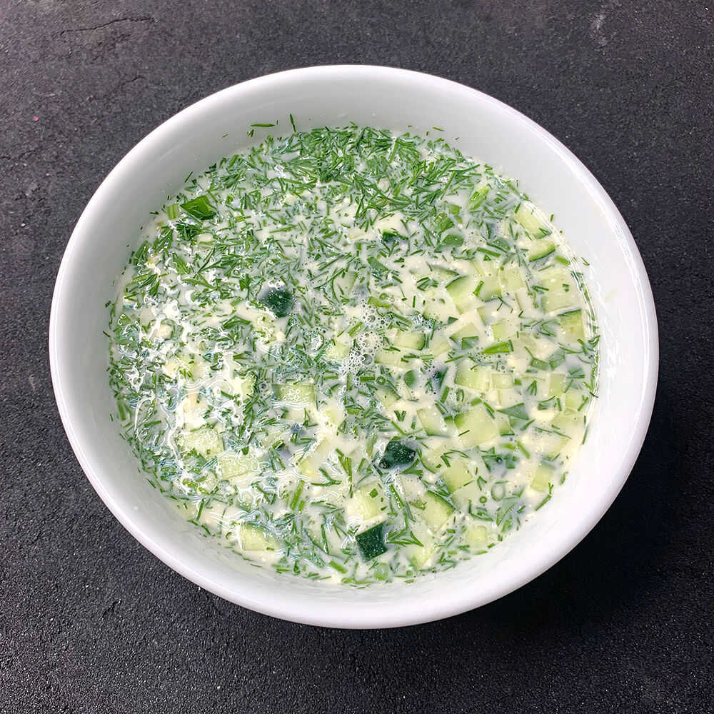 Окрошка с креветками